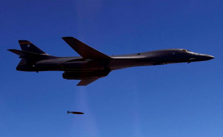 US Air Force B-1B drops MK-84 bomb