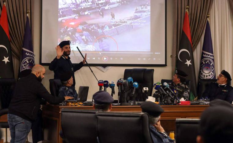 وزير الداخلية الليبي عماد طرابلسي في مؤتمر صحفي عن المهربين