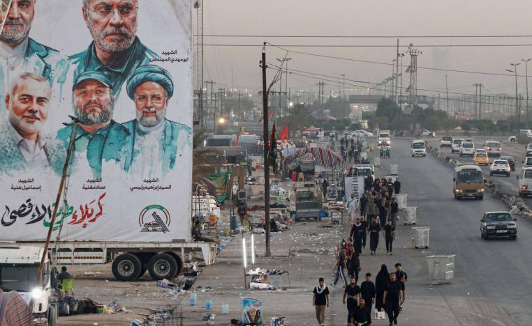 جدارية للحشد الشعبي على طريق بغداد - كربلاء