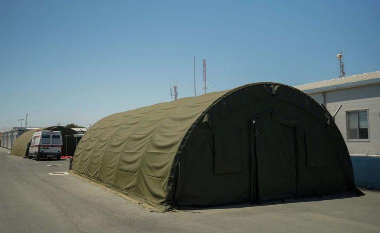 Some tents have been erected in the compound 