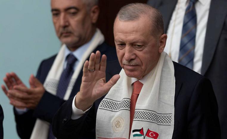 الرئيس التركي رجب طيب أردوغان في جلسة خاصة للبرلمان عن حرب غزة