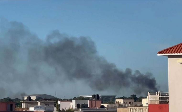 Smoke rising in Bamako as shots and detonations were heard