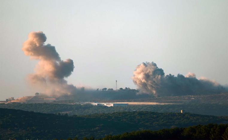 Smoke billows over Marwahin, southern Lebanon