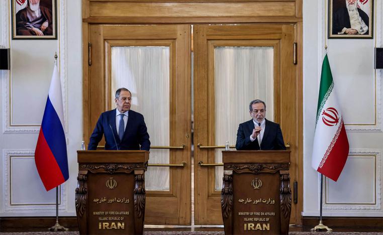 Iran’s FM Abbas Araghchi gives a joint press conference with Russian FM Sergei Lavrov in Tehran