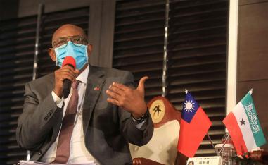 Somaliland's Foreign Minister Essa Kayd Mohamoud speaks during a news conference in Taipei, Taiwan, February 11, 2022