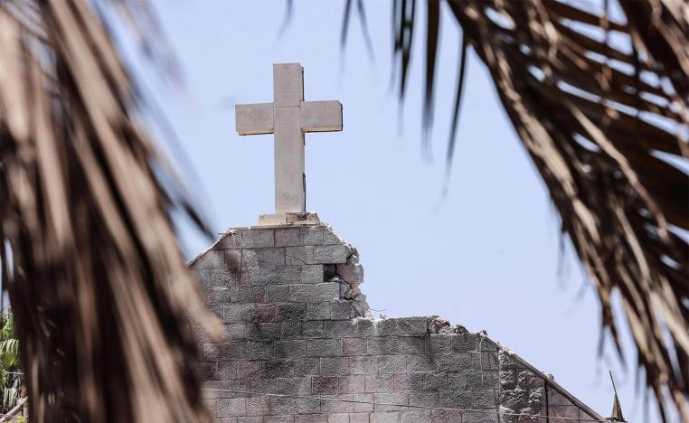 The damage caused to the Holy Family Church in Gaza City