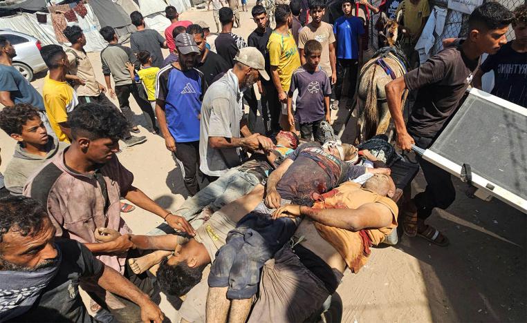 Bodies of victims in Rafah  after they were reportedly shot as they waited to receive food parcels