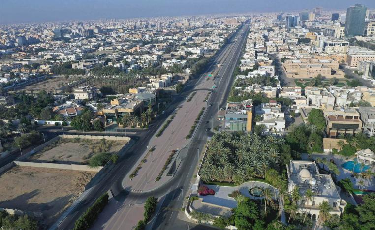 An aerial view of the Saudi coastal city of Jeddah