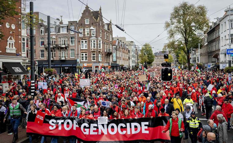 Organisers said the Dutch government was not doing enough to stop Israel from committing war crimes in Gaza 