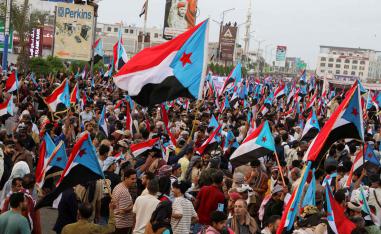 People attend a rally organised by Yemen’s Southern Transitional Council (STC) in Aden, December 21, 2025. 