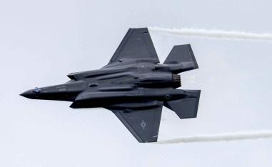 A F-35 fighter jet performs during the International Aerospace Exhibition ILA on the opening day at Schoenefeld Airport in Berlin, Germany, June 5, 2024. 