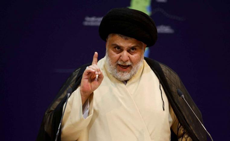 Iraqi Shia cleric Muqtada al-Sadr delivers a speech in Najaf, Iraq. 