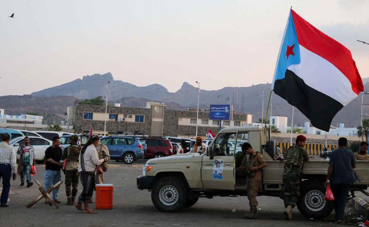 A flag of the UAE-backed separatist Southern Transitional Council (STC) flutters on a military patrol truck in Aden, Yemen, January 1, 2026. 