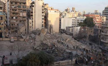 The site of the destroyed building in Beirut
