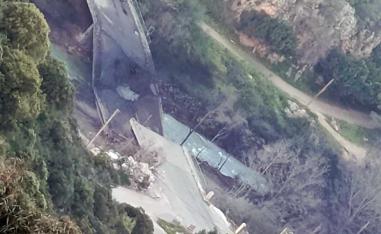 The damaged bridge