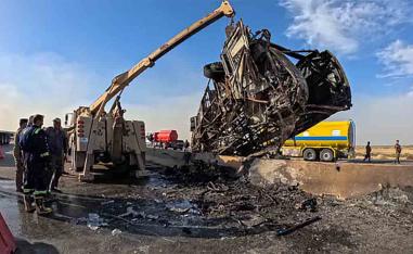 The bus was charred