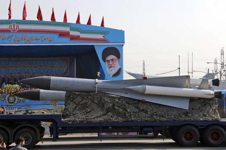 Iranian military truck carrying surface-to-air missiles