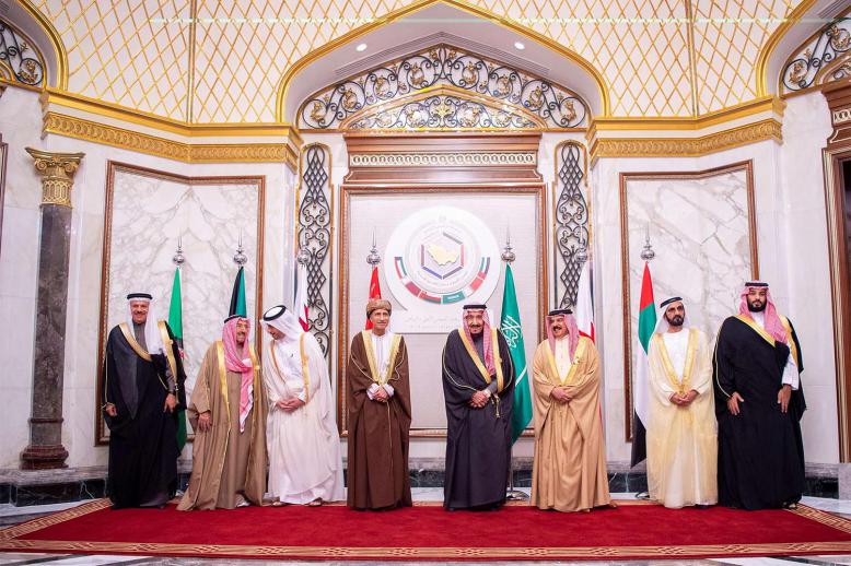 Saudi Arabia's King Salman bin Abdulaziz Al Saud with GCC leaders pose for a photo during the GCC summit in Riyadh