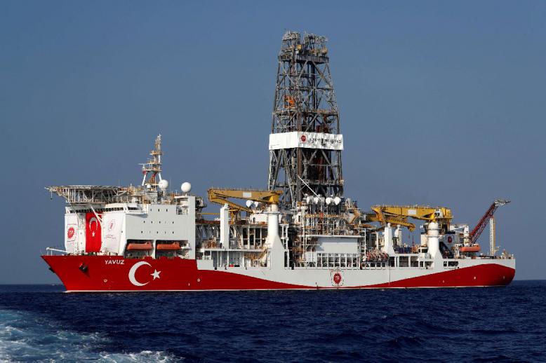 Turkish drilling vessel Yavuz is pictured in the eastern Mediterranean Sea off Cyprus