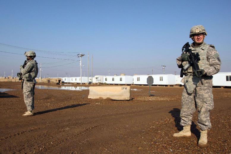 US soldiers pictured at the Taji base complex in December 2014