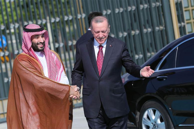 Erdogan welcomed Prince Mohammed at the presidential palace in Ankara