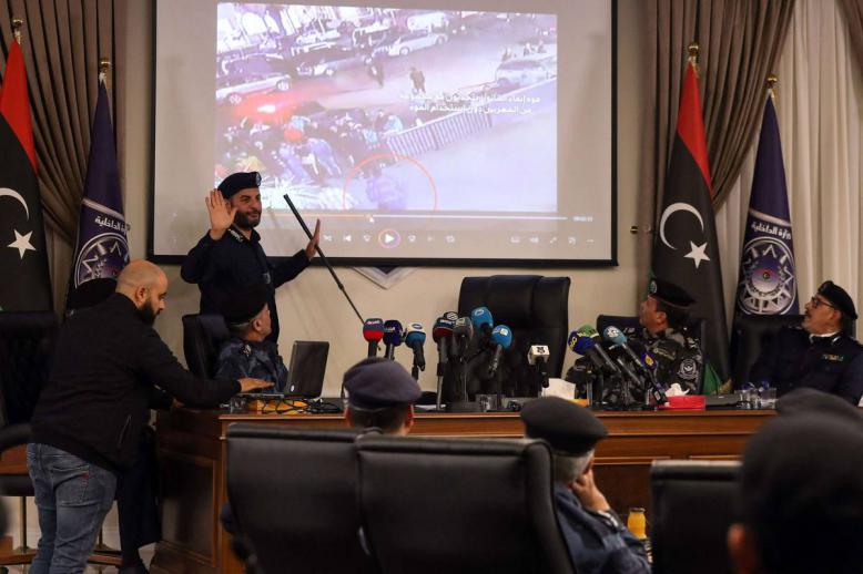 وزير الداخلية الليبي عماد طرابلسي في مؤتمر صحفي عن المهربين