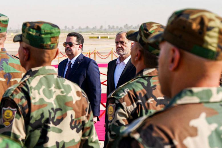 رئيس الوزراء العراقي محمد شياع السوداني يستقبل الرئيس الإيراني مسعود بزشكيان