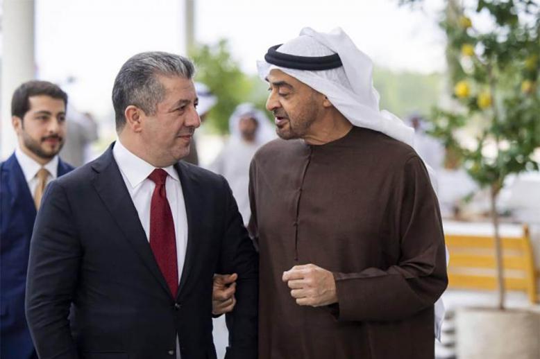 UAE President Sheikh Mohammed bin Zayed Al Nahyan talks to KRG Prime Minister Masrour Barzani in Abu Dhabi