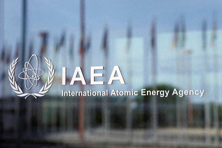  The logo of the International Atomic Energy Agency (IAEA) is seen at their headquarters in Vienna