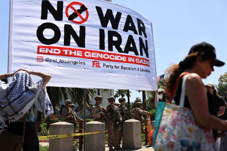 Pockets of anti-war protesters began taking to the streets in US cities