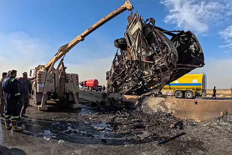 The bus was charred