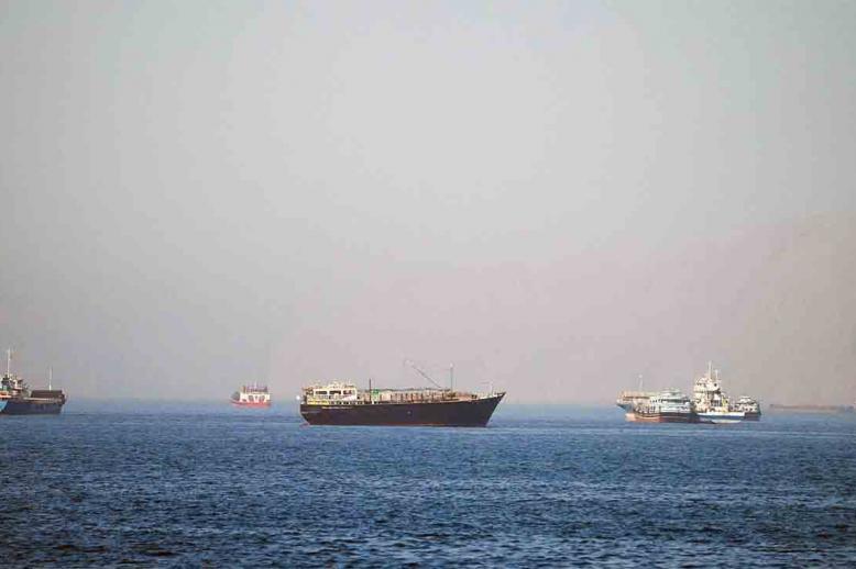 Vessels are seen at the Strait of Hormuz