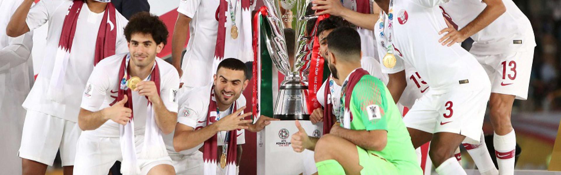 قطر على منصة التتويج في كأس آسيا 2019