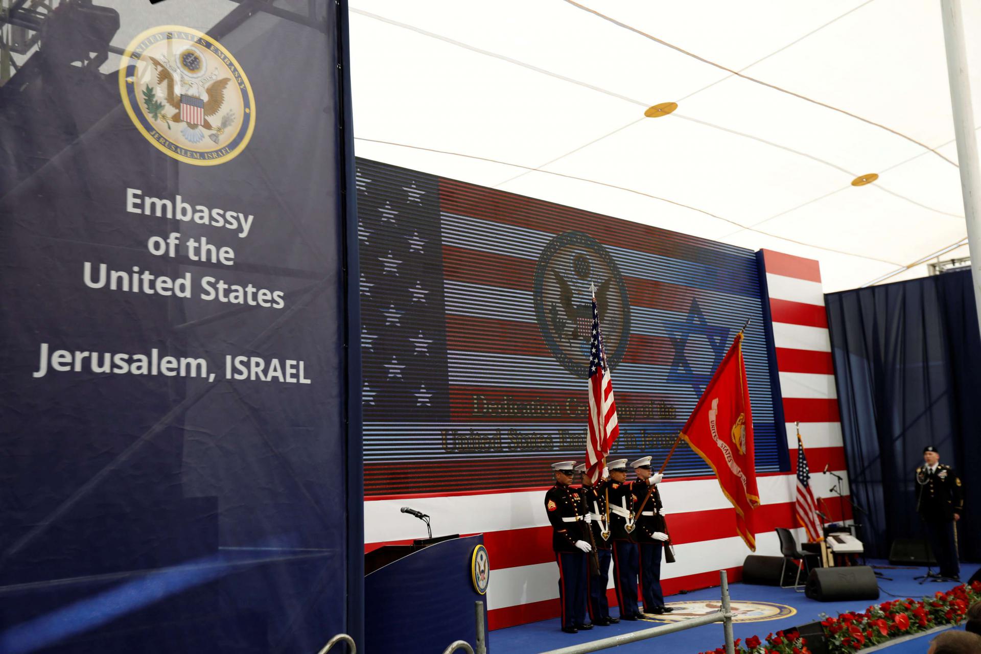 لحظة افتتاح السفارة الأميركية في القدس
