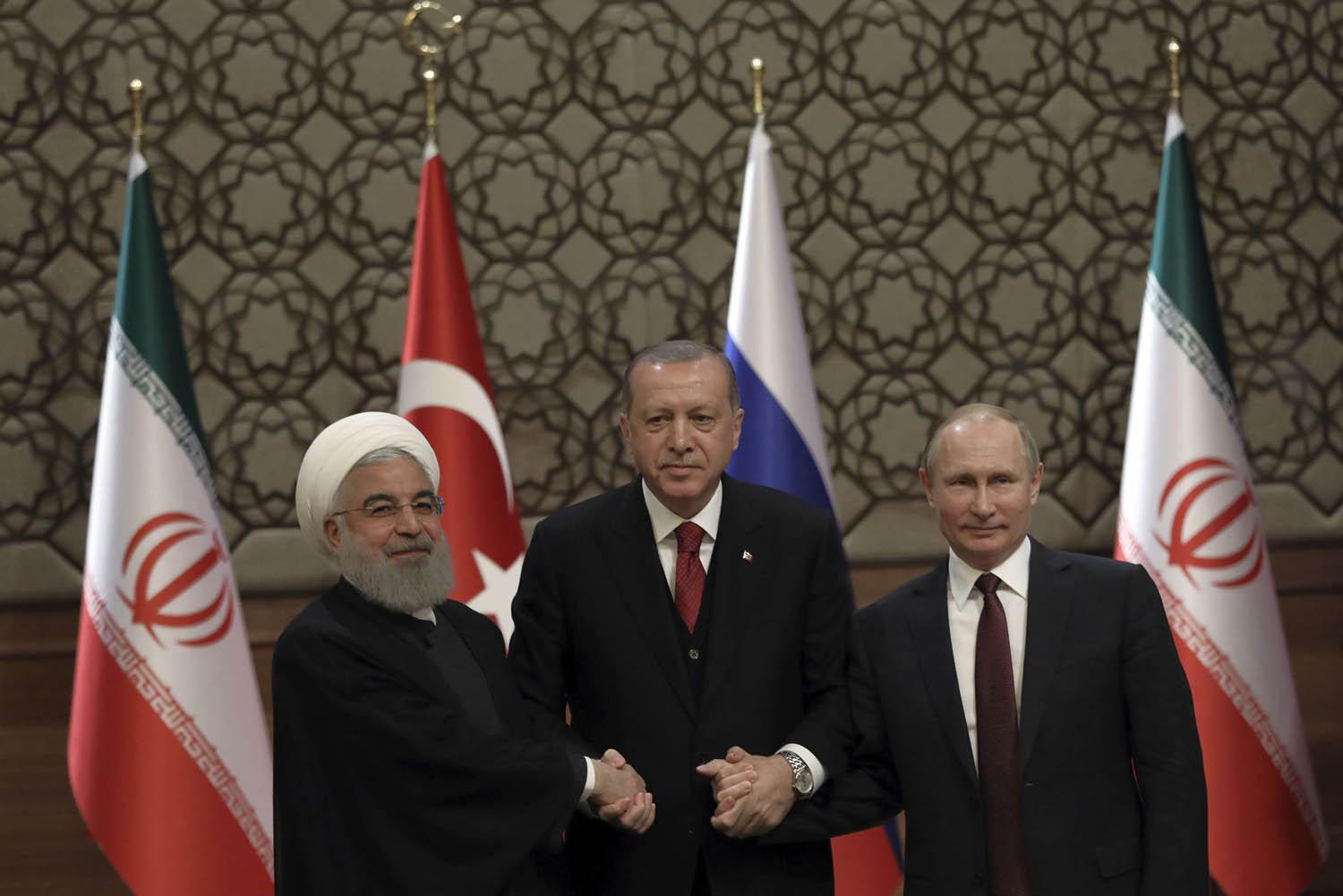 الرؤساء بوتين وأردوغان وروحاني