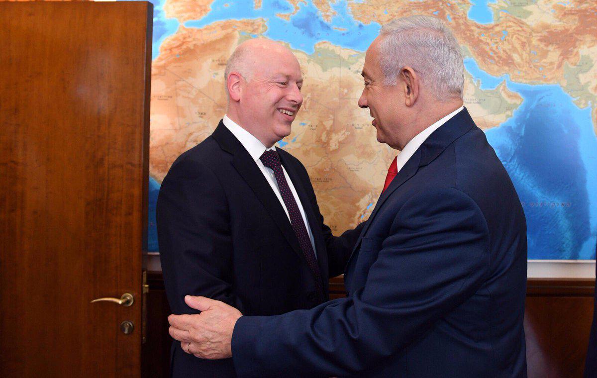 مبعوث ترامب للشرق الأوسط جيسون غرينبلات في لقاء سابق مع رئيس الوزراء الاسرائيلي بنيامين نتنياهو