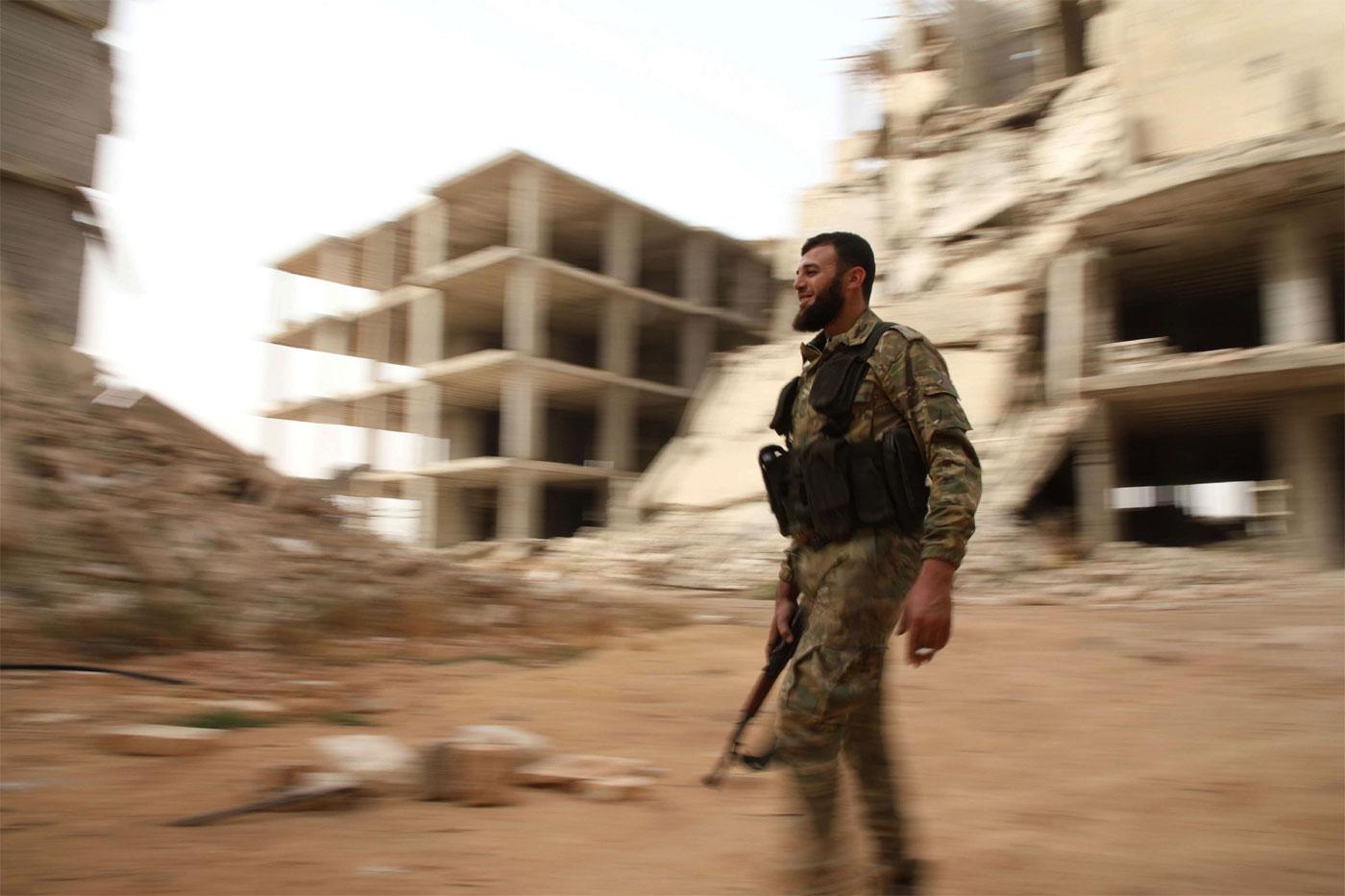 A Syrian rebel-fighter from the National Liberation Front