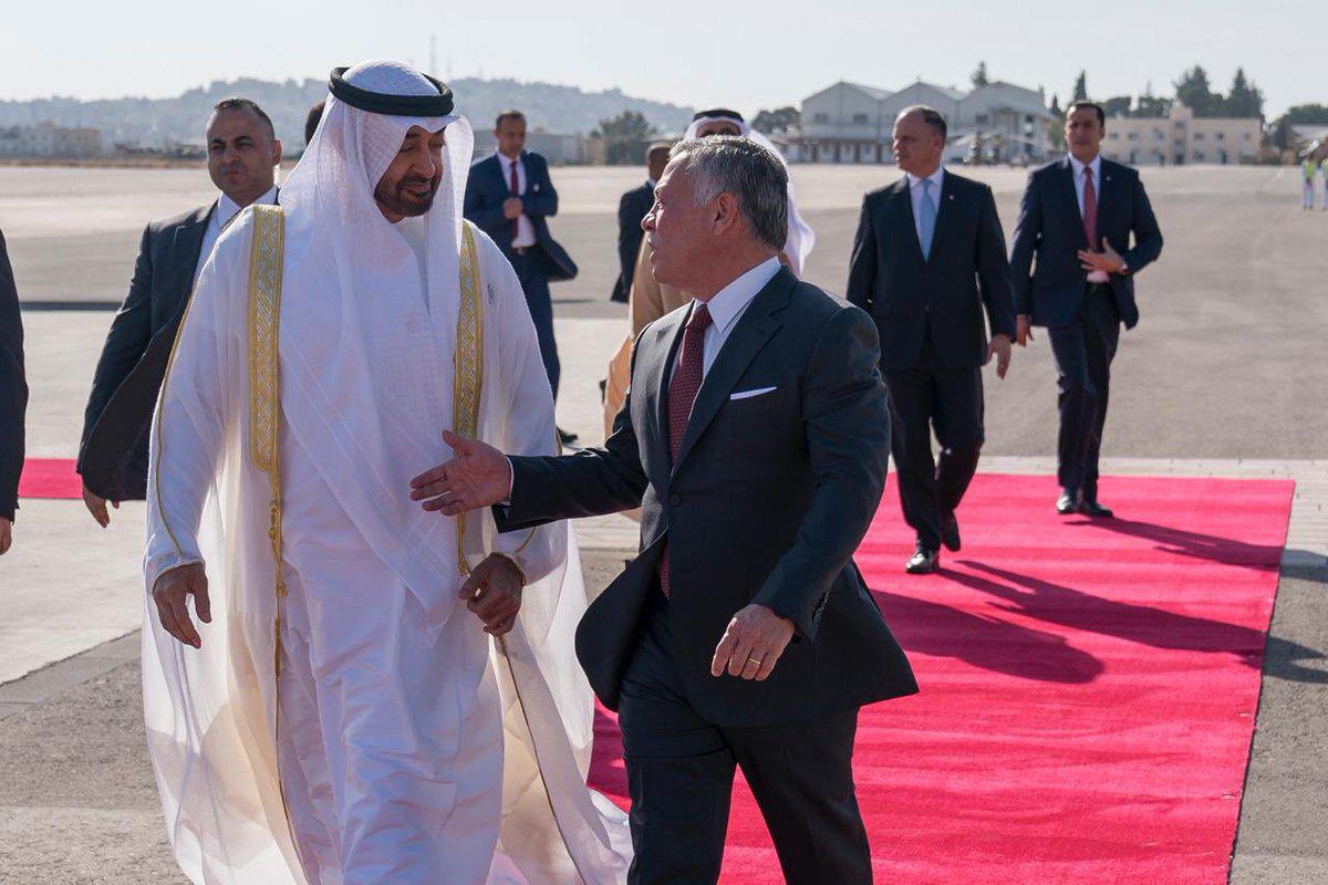 العاهل الأردني الملك عبدالله الثاني في استقبال ولي عهد أبوظبي الشيخ محمد بن زايد ال نهيان
