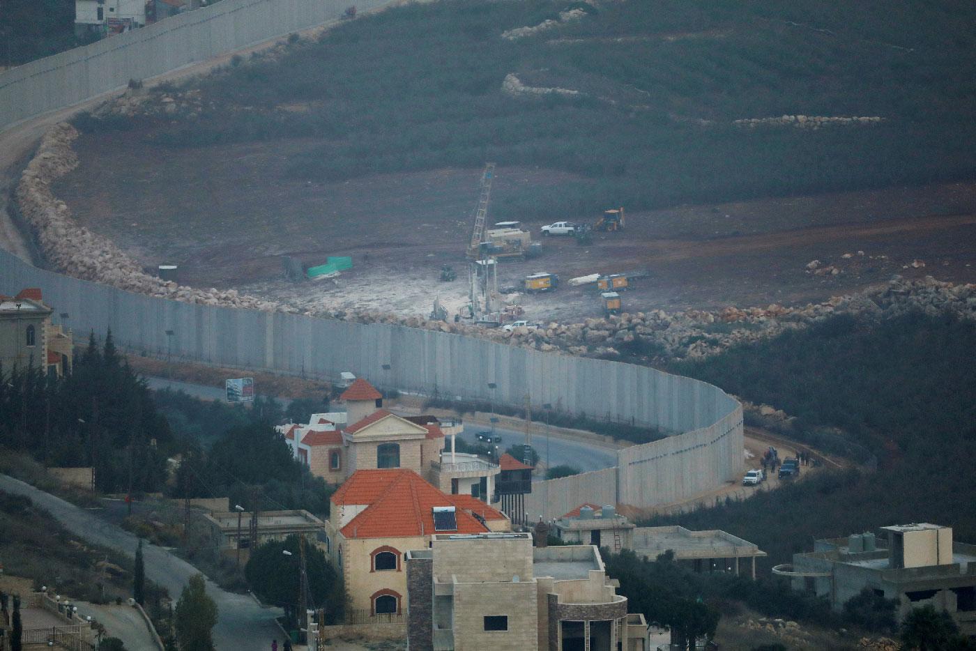  Israeli drilling equipment is seen next to the border with Lebanon, near the Lebanese village of Kfar Kila, seen from the Israel's side December 4, 2018.