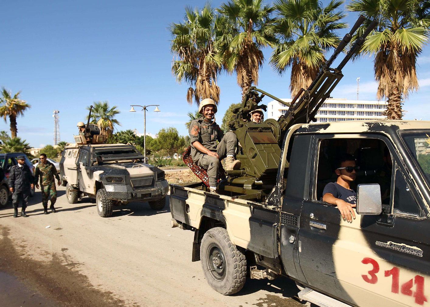 Members of the Libyan security forces loyal to Libyan Strongman Khalifa Haftar.