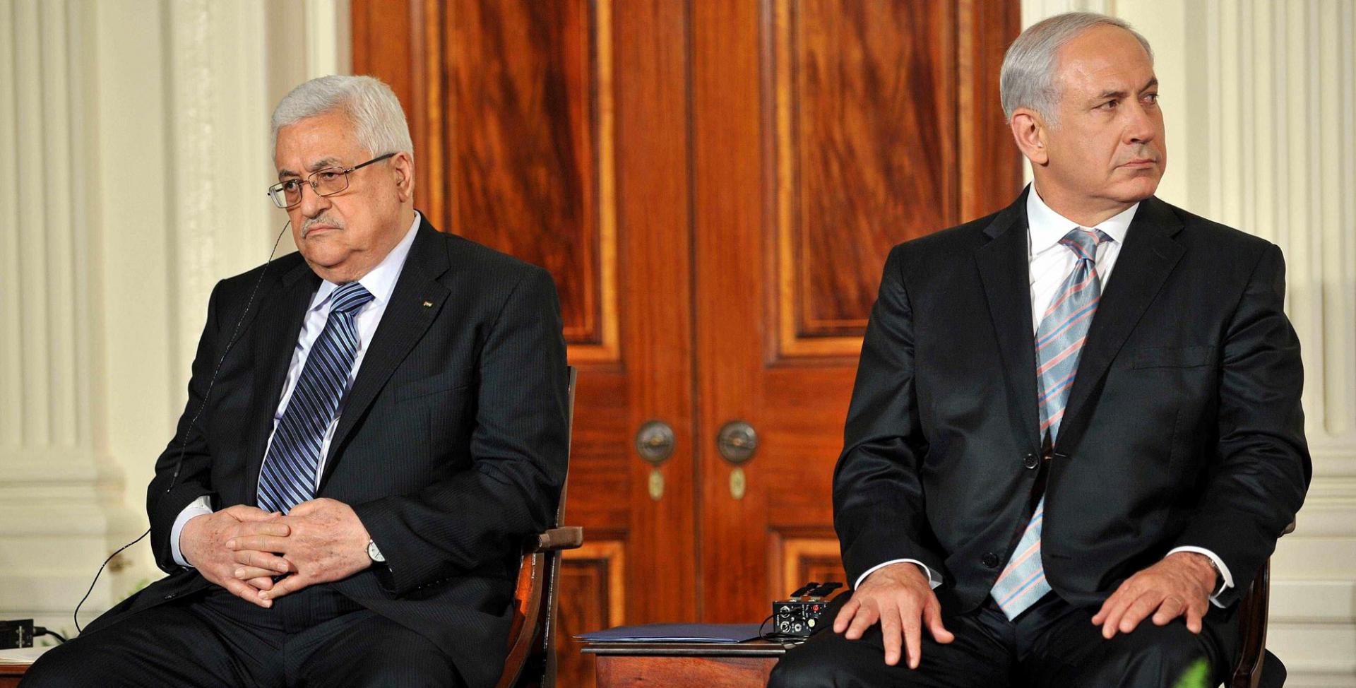 رئيس الوزراء الاسرائيلي بن يامين نتنياهو والرئيس الفلسطيني محمود عباس