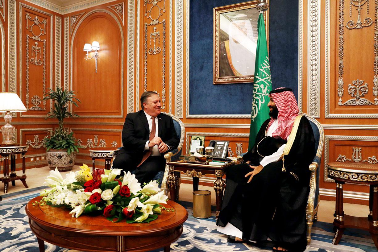 ولي العهد السعودي الأمير محمد بن سلمان في لقاء سابق مع وزير الخارجية الأميركي مايك بومبيو