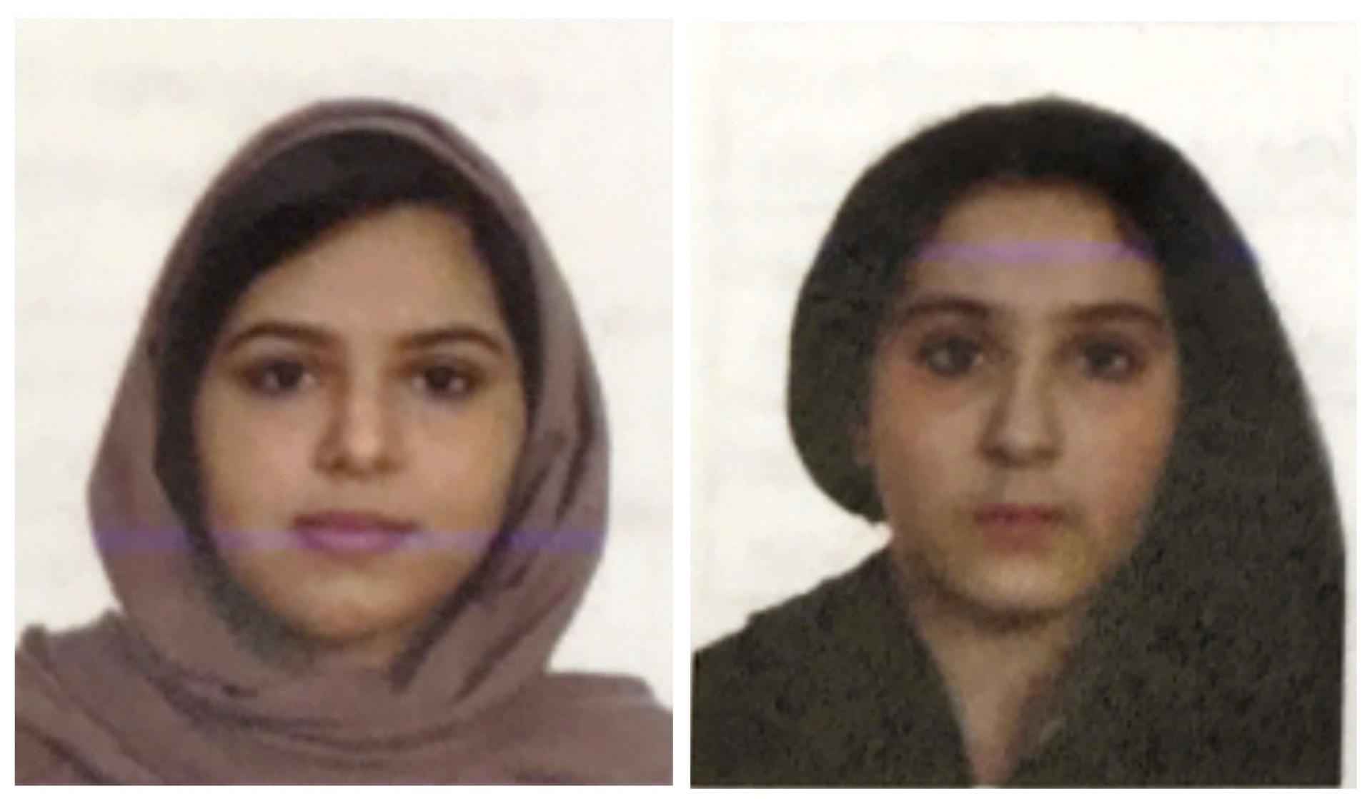 These two undated file photos provided by the New York City Police Department (NYPD) show sisters Rotana, left, and Tala Farea, whose fully clothed bodies, bound together with tape and facing each other, were discovered on on the banks of New York City's Hudson River waterfront on Oct. 24, 2018.