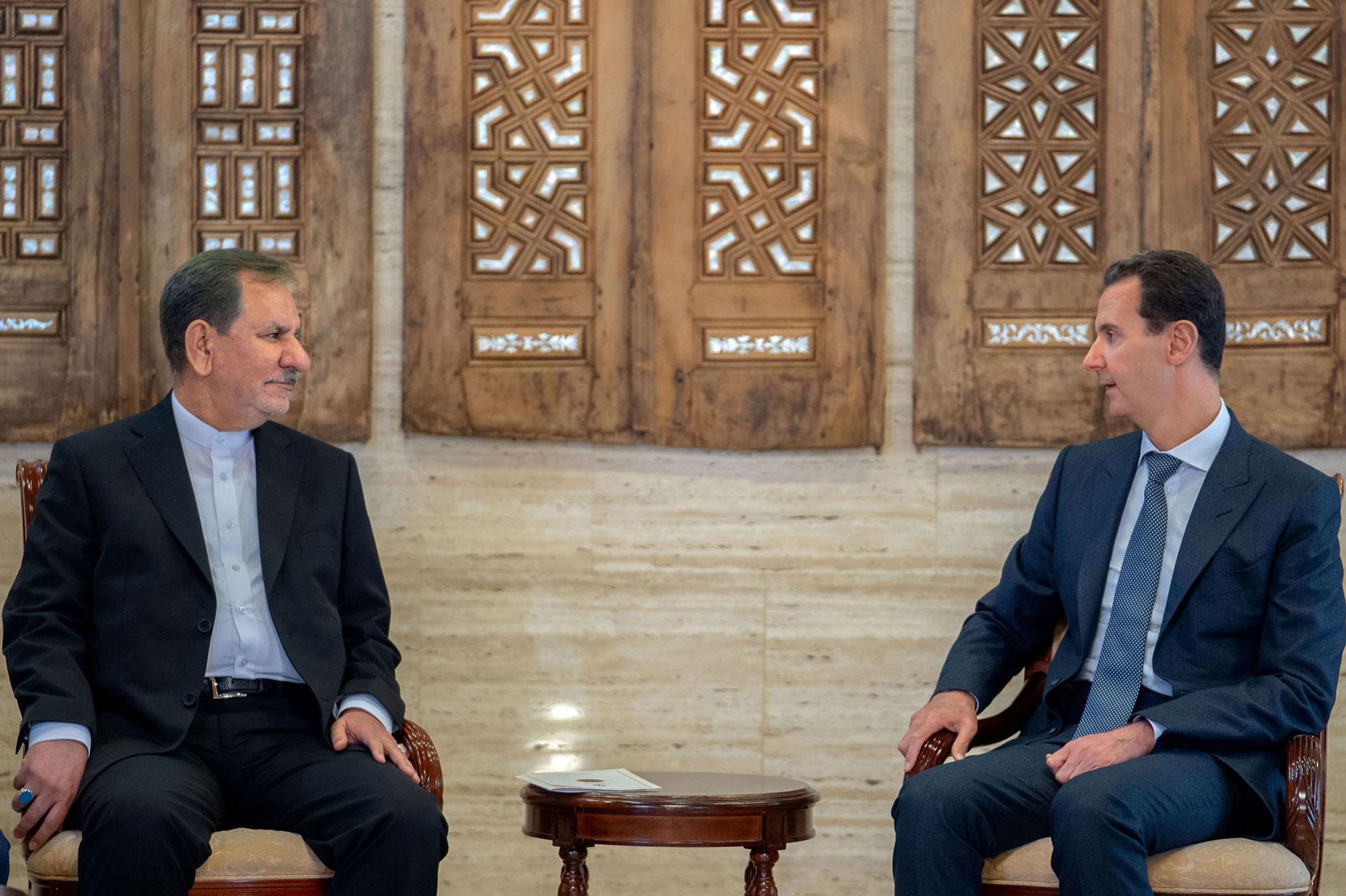 الرئيس السوري بشار الأسد يجري مباحثات مع إسحاق جهانغيري  نائب الرئيس الإيراني