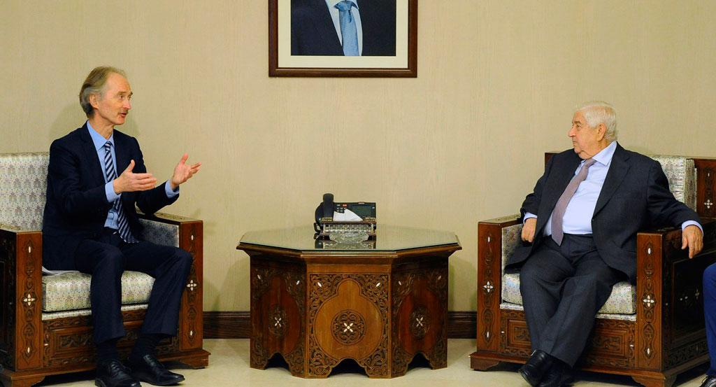 وزير الخارجية السوري وليد المعلم التقى المبعوث الاممي الجديد غير بيدرسون 