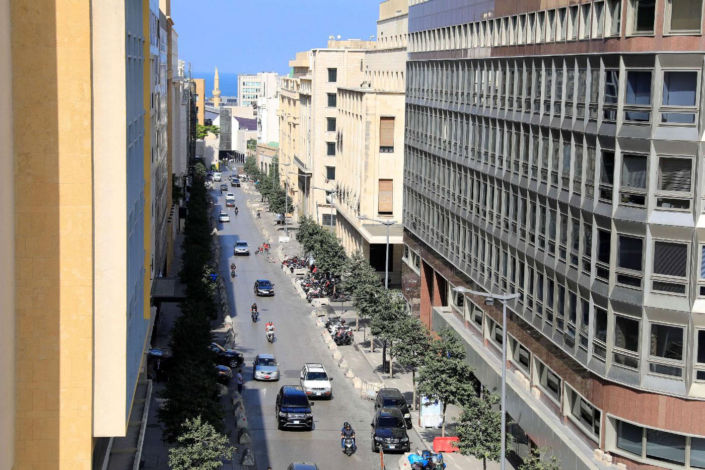 A general view shows a street hosting banks and financial institutions, known as Banks Street, in Beirut Central District, Lebanon September 28, 2018. 