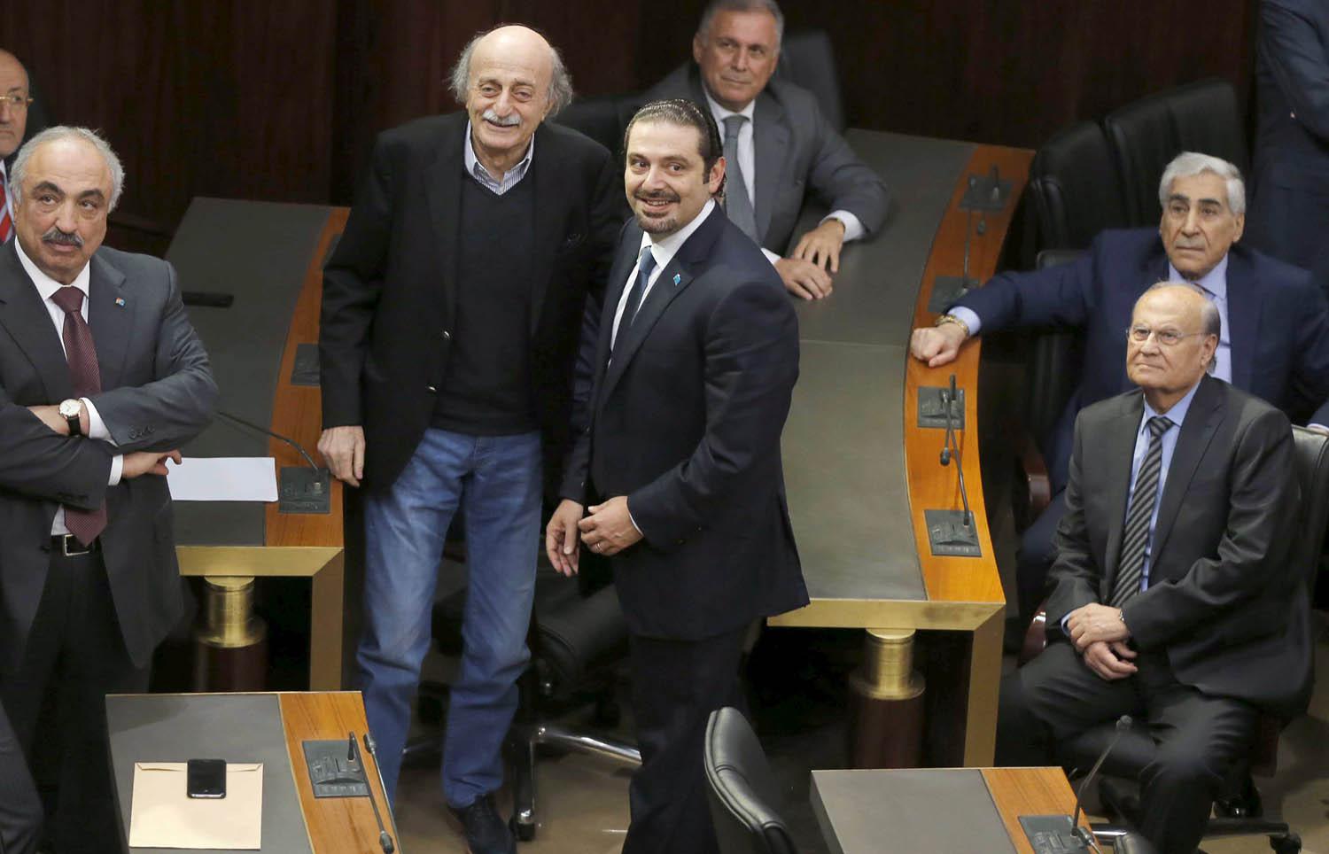 سعد الحريري ووليد جنبلاط في اجتماع للبرلمان اللبناني