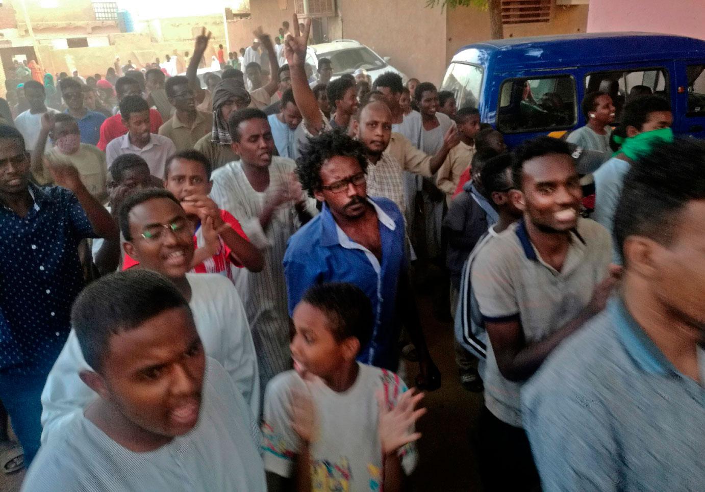 Sudanese protesters take part in an anti-government demonstration east of the capital Khartoum on February 9, 2019.