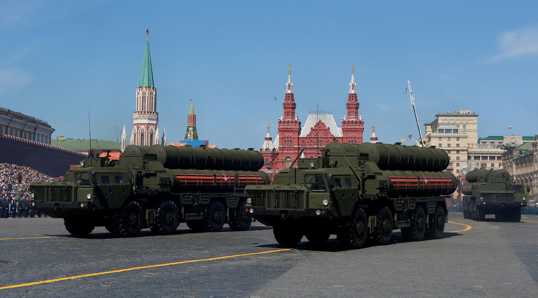 Russian S-400 missile air defence systems on display during a parade marking the 73rd anniversary of the victory over Nazi Germany in World War Two, at Red Square in Moscow, May 9, 2018.