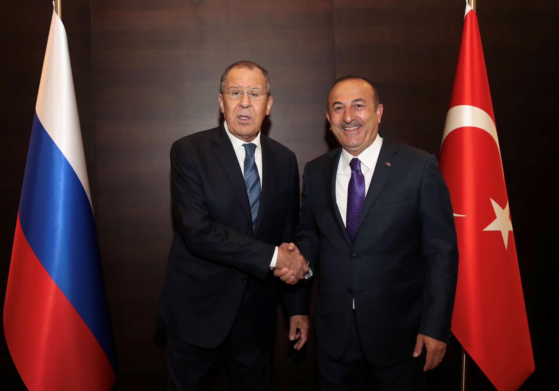 Turkish Foreign Minister Mevlut Cavusoglu meets with his Russian counterpart Sergei Lavrov in Antalya, Turkey March 29, 2019.
